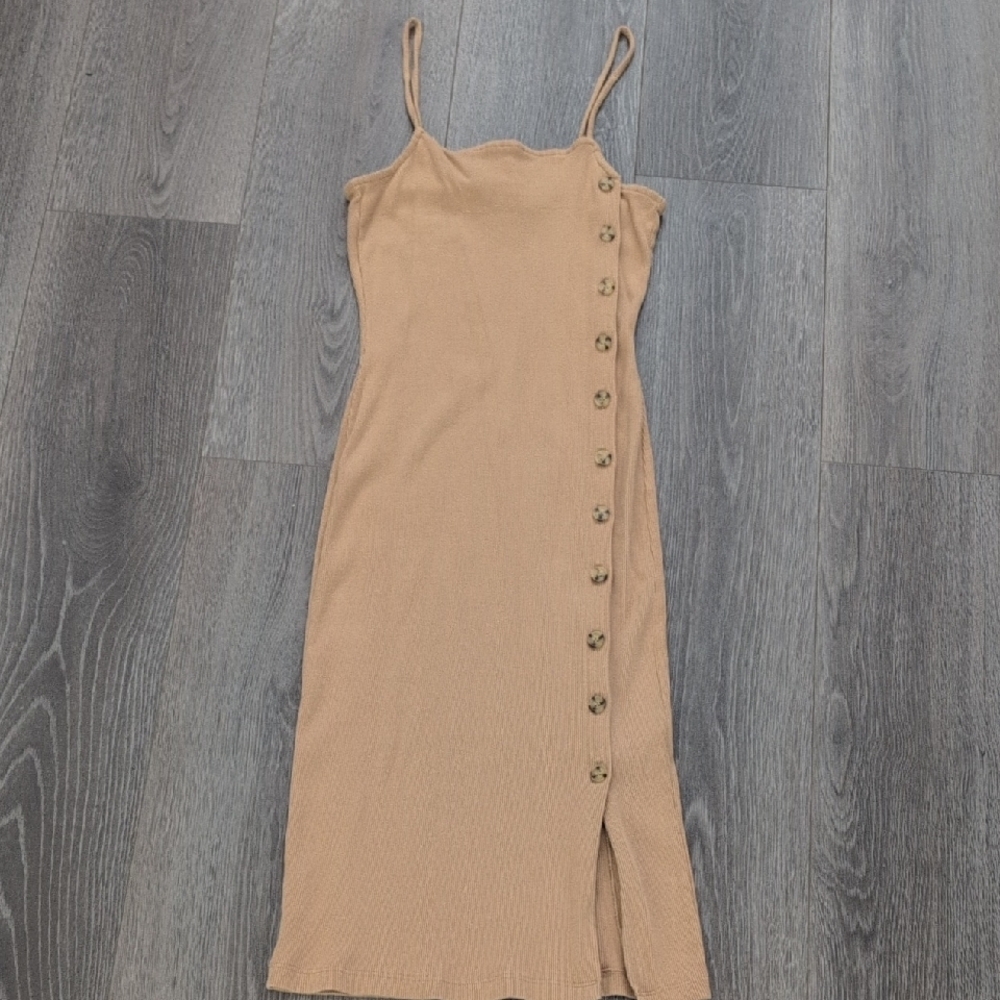 French Connection Tan Sheath Midi Dress